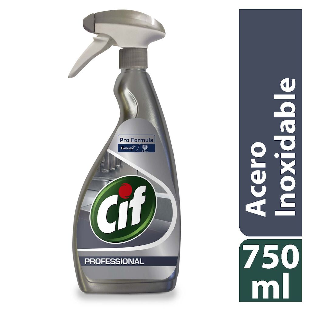 Cif Pro Formula Acero Inoxidable y Cristales 6x0.75L - Limpiador rápido adecuado para áreas de manipulación de alimentos